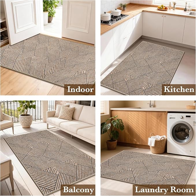 Indoor Door Mat 36"x59" Large, Low-Profile Welcome Front Door Mat Indoor