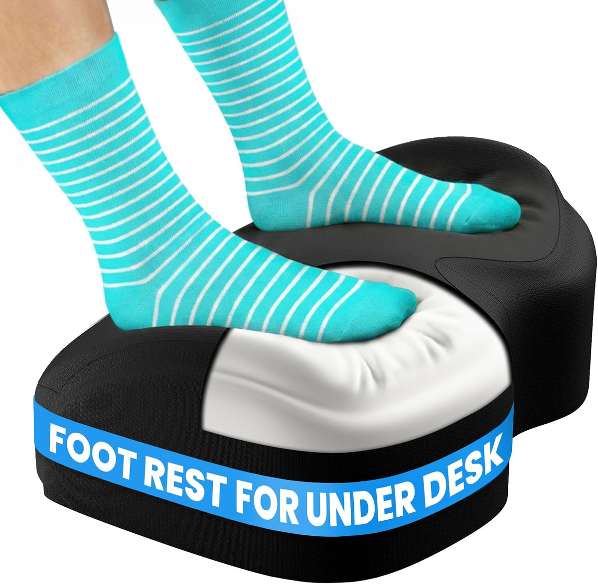 Everlasting Comfort Foot Rest for Under Desk at Work - Memory Foam Office Foot Stool & Under Desk Footrest Leg Elevation Pillow for Gaming & Home Office, Supports Posture