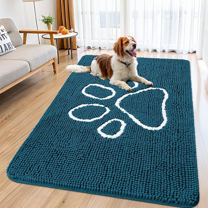 Smiry Dog Door Mat for Muddy Paws, Absorbent Dirt Trapper Non Slip Quick Dry