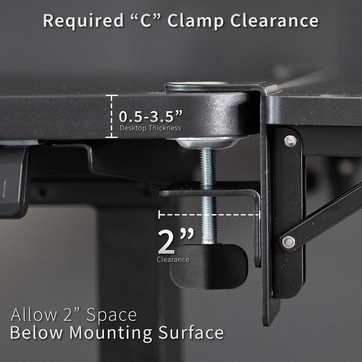 VIVO Black Clamp-on 24 x 12 inch Desk Extender, DESK-EXT24