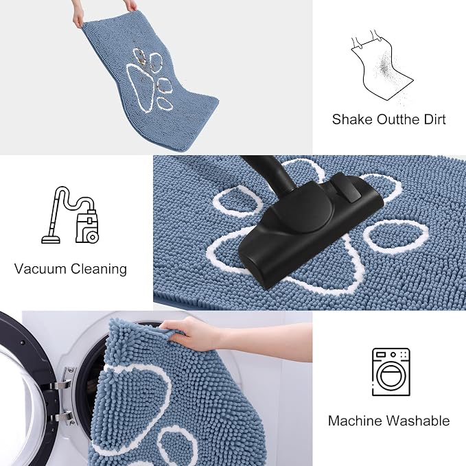 Smiry Dog Door Mat for Muddy Paws, Absorbent Dirt Trapper Non Slip Quick Dry