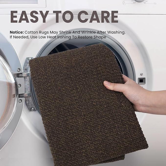 EARTHALL Washable Area Rugs 5x7 Ft Non Slip Living Room Rugs Cotton Rubber