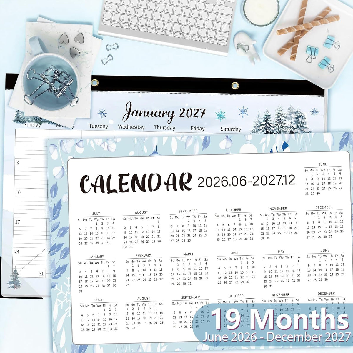 GuassLee Large Desk Calendar 2026-2027, 19 Months, 20" x 30"