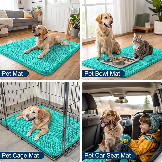 Smiry Dog Door Mat for Muddy Paws 36x24, Absorbent Dirt Trapper, Non-Slip