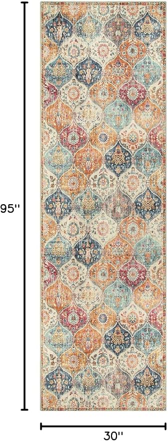 Lahome Moroccan Hallway Runner Rug, Oriental Laundry Room Rug Non-Slip Carpet