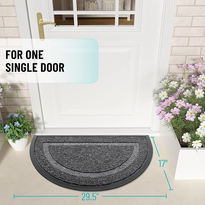 OLANLY Half Circle Door Mat Indoor Outdoor Entrance Welcome, Waterproof