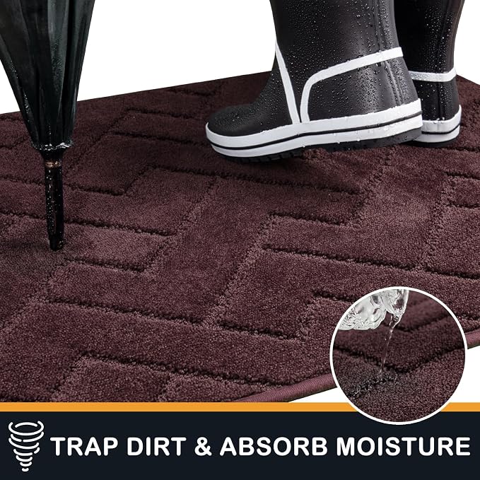 PURRUGS Dirt Trapping Door Mat 34" x 59", Non-Slip Machine Washable Entry Rug