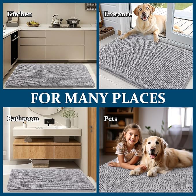 OLANLY Dog Door Mat for Muddy Paws 70x24, Absorbs Moisture and Dirt, Absorbent