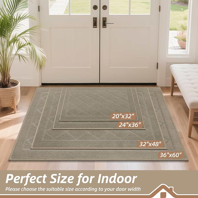 BEQHAUSE Dirt Trapper Door Mat 20" x 32", Doormat Non-Slip Entryway Rugs