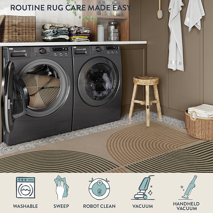 Lahome Enfys Modern Rainbow Easy Jute Rug, 8x10 Living Room Rug Indoor Outdoor