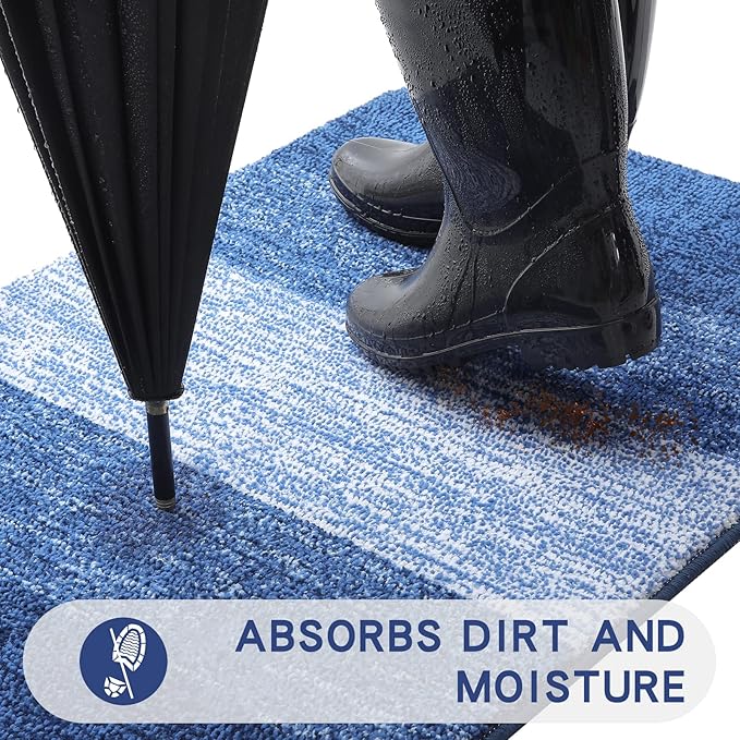 Kitinjoy Indoor Outdoor Door Mat, 59x32 Non-Slip Absorbent Dirt Trapper