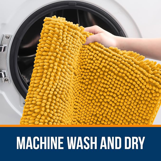 OLANLY Large Bathroom Rugs 44x32, Soft Absorbent Chenille Bath Rugs, Rubber