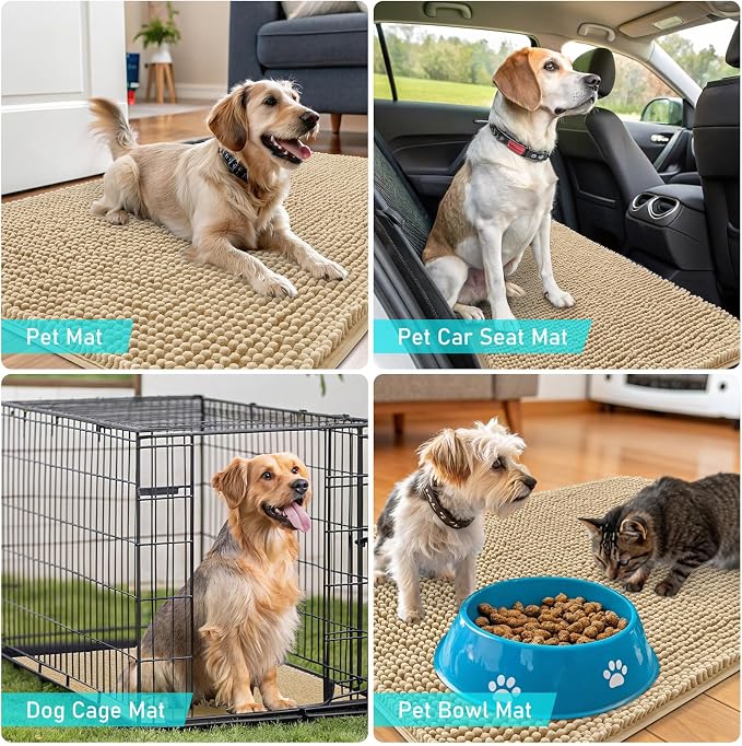 OLANLY Dog Door Mat for Muddy Paws 47x20, Absorbs Moisture and Dirt, Absorbent