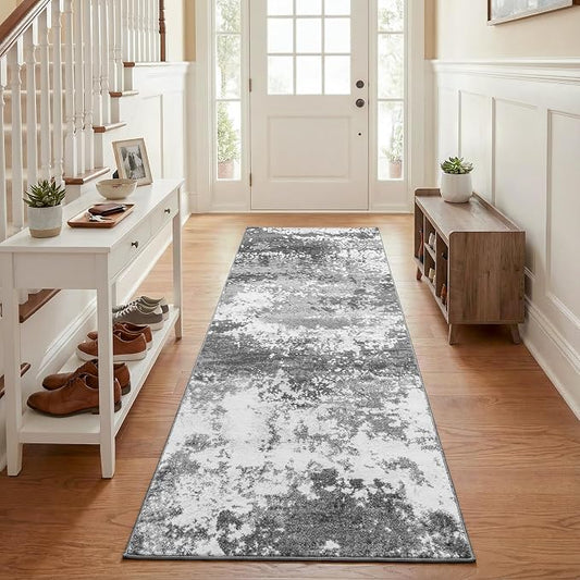 Grey 2x5 Washable Entryway Runner Rug Non Slip