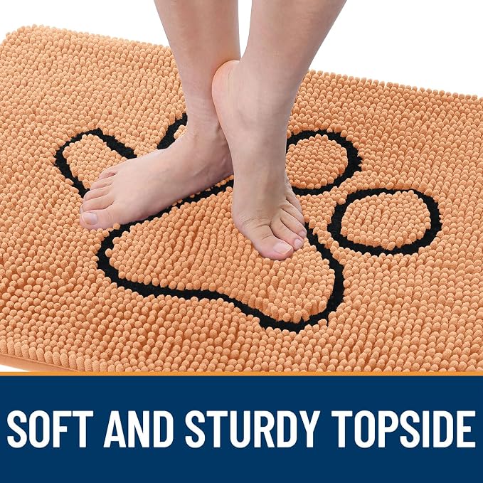 OLANLY Dog Door Mat for Muddy Paws 48x30, Paw Print Design, Absorbs Moisture