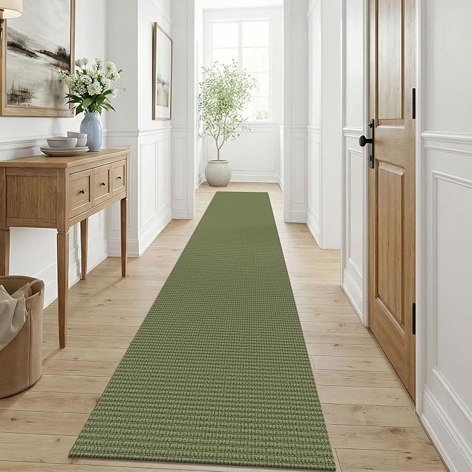 KOZYFLY Cotton Runners for Hallway 3x9, Wide Washable Runner Rug, Woven Non