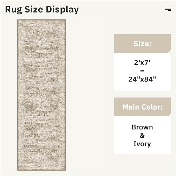 Soalmost Runner Rug 2x7 Washable Non-Slip Hallway Runner Rugs