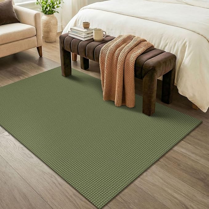 KOZYFLY Washable 4x6 Entry Woven Area Rug, Braided Throw Rugs