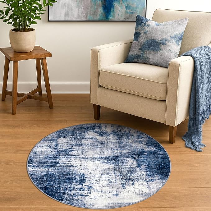 IOHOUZE Round Area Rug 3 Ft Circle Entryway Rugs Round Washable Door Mat Indoor