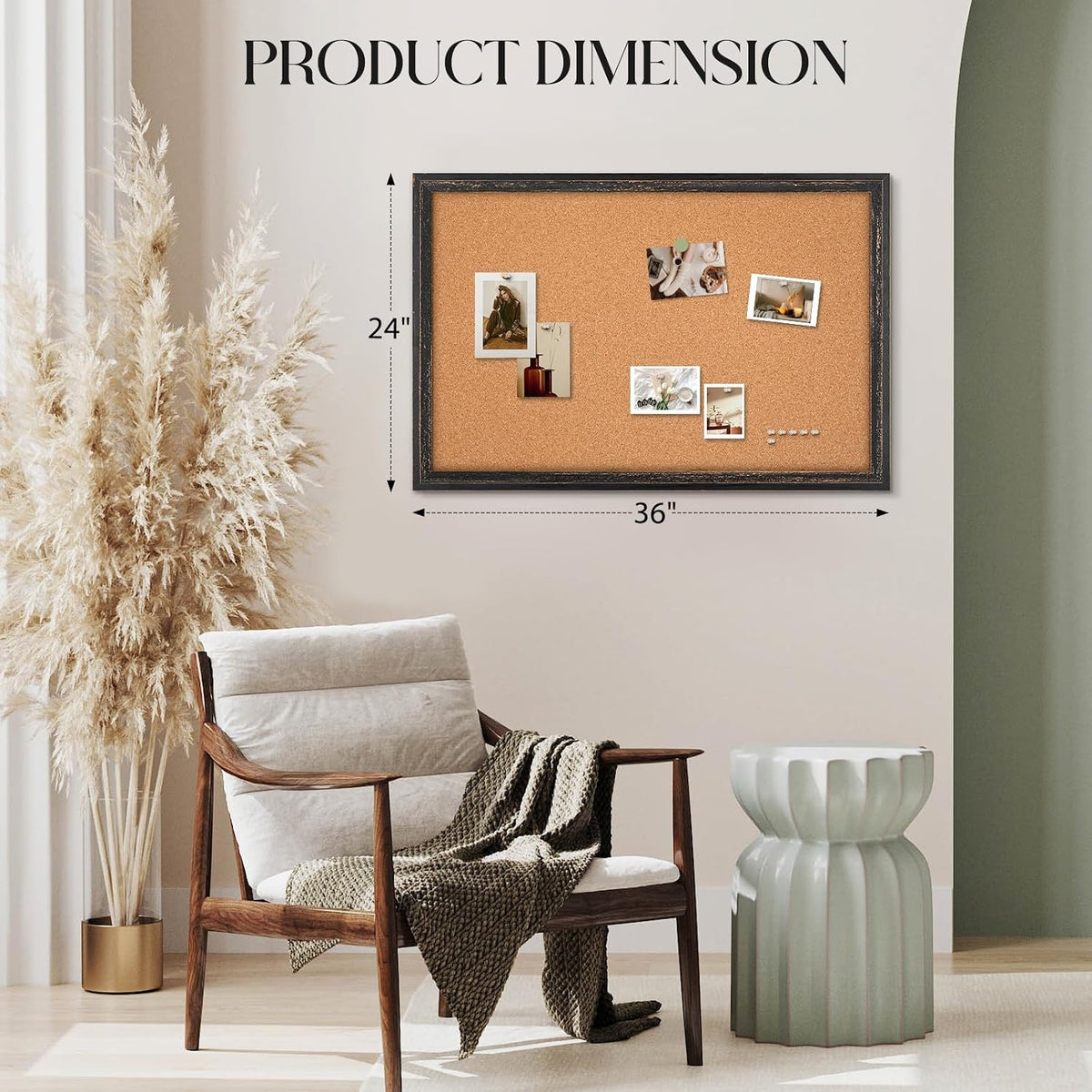 Cork Board Bulletin Board, 36"x24" Corkboard for Wall