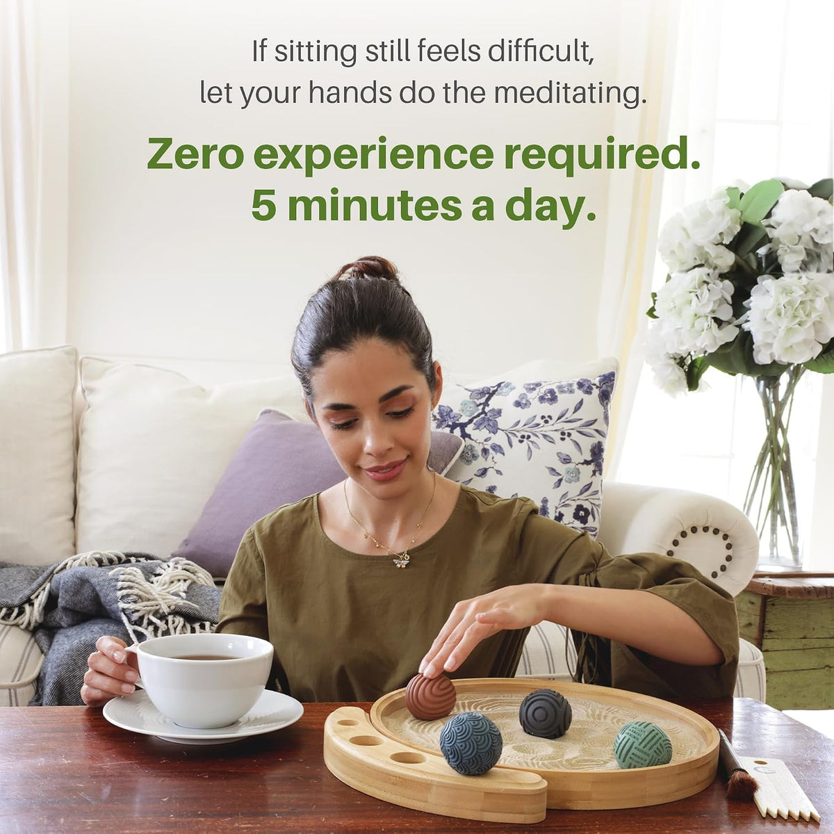 ENSO Zen Garden for Desk, Japanese Bamboo Sand Tray Therapy Kit