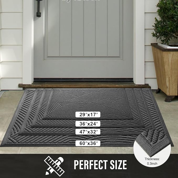 HIYARD Sturdy Front Door Mat, Absorbent Muddy Dirt Resist Welcome Door Mats