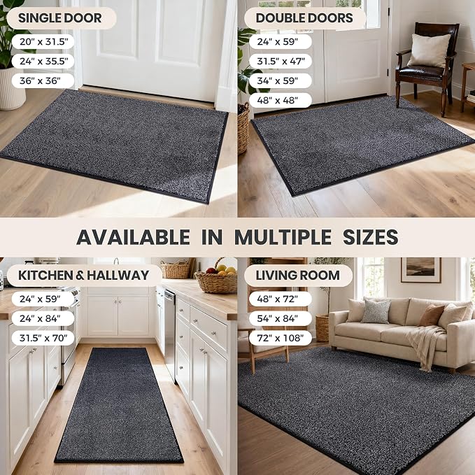 PURRUGS Dirt Trapping Door Mat 31.5" x 47", Non-Slip Machine Washable Entryway