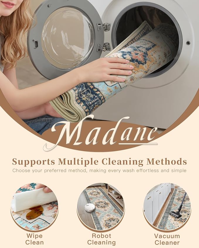 Madane Runner Rugs for Hallway 2x10 Long Washable Non-Slip Hallway Runner Rug