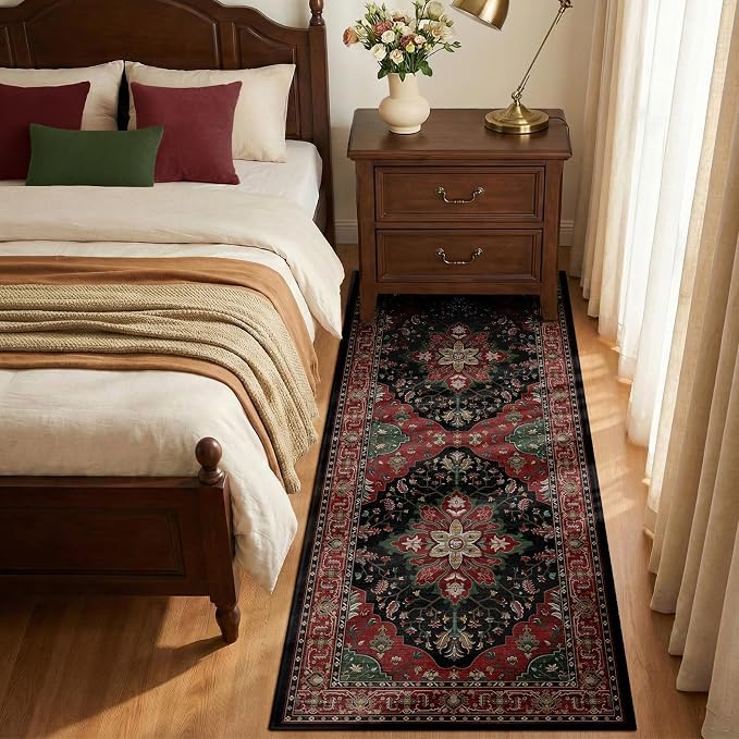 RELEANY Area Rugs Runner 2'x6' Washable Non-Slip, Floral Vintage Distress