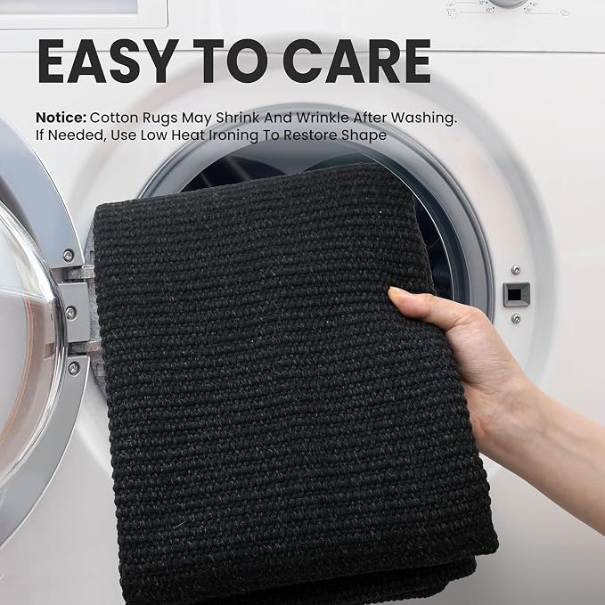 EARTHALL Washable Area Rugs 6x9 Ft Non Slip Living Room Rugs Cotton Rubber