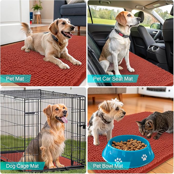 OLANLY Dog Door Mat for Muddy Paws 54x24, Absorbs Moisture and Dirt, Absorbent