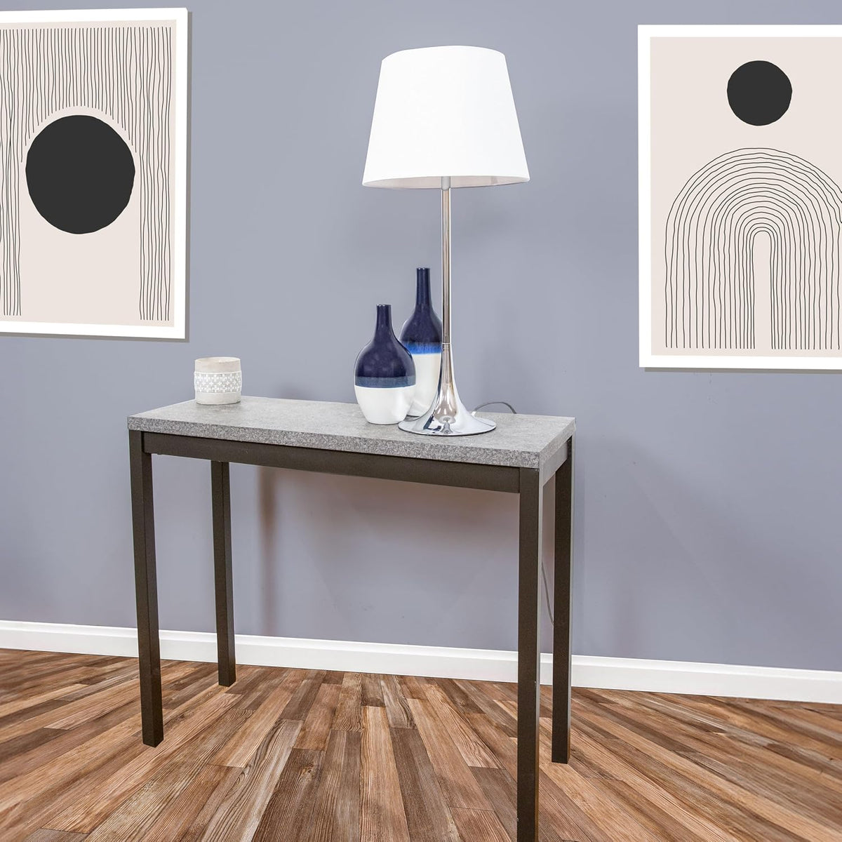 Sunnydaze Modern Splendor 3-Piece Floor and Table Lamp Set - Matching Indoor Metal Lamp Set of 3 - Plug-in Electric - Bulb Included