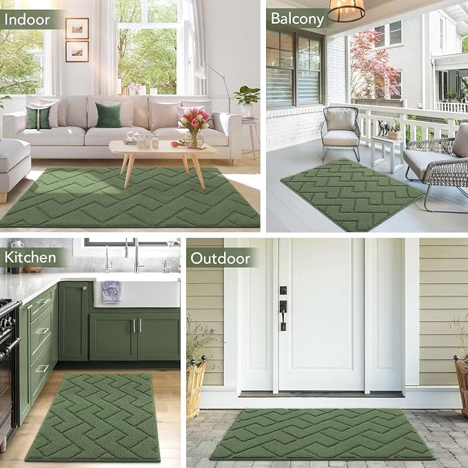 hicorfe Front Door Mat Outside Entrance, Stain and Fade Resistant, Non Slip