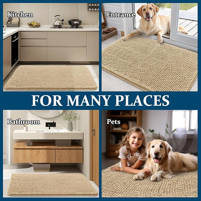 OLANLY Dog Door Mat for Muddy Paws 47x20, Absorbs Moisture and Dirt, Absorbent