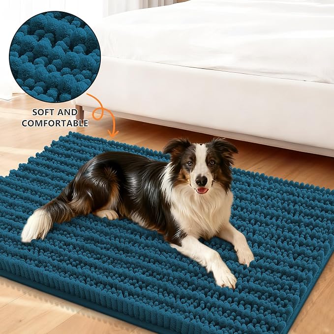 Smiry Dog Door Mat for Muddy Paws 48x30, Absorbent Dirt Trapper, Non-Slip