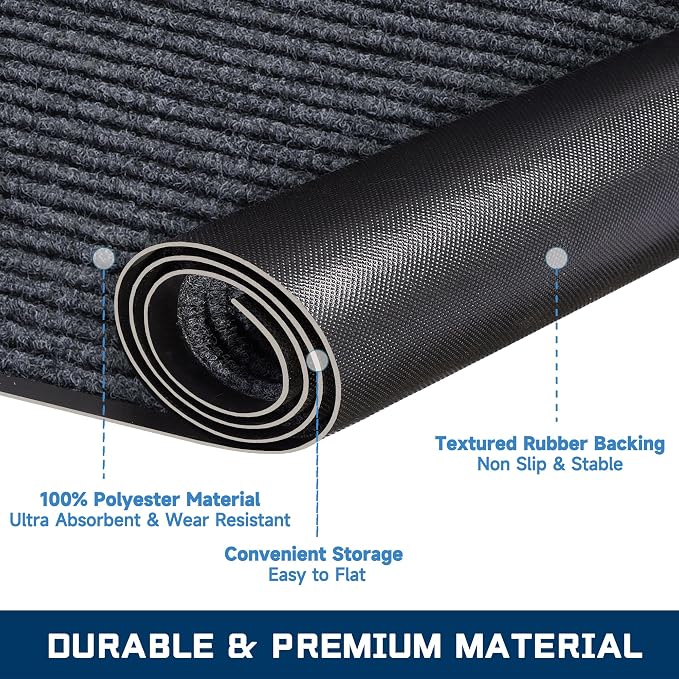 BesWin Front Door Mat, Heavy Duty Commercial Floor Mat Inside Outside Entrance