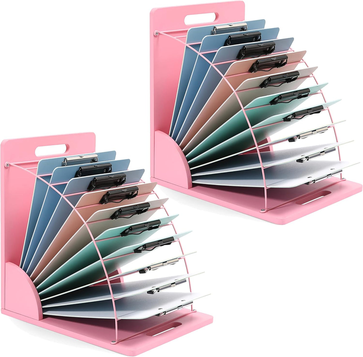 2 Pack Clipboard Holder - 12 Layer Clipboard Storage Rack Wooden Clipboards Organizer With Sturdy Metal Shelf for Classroom Office Desk Essentials Supplies Workshop Teacher Must Haves