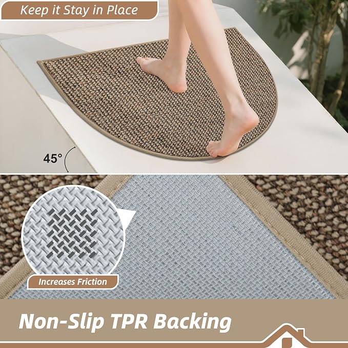 BEQHAUSE Dirt Trapper Door Mat 24" x 36" Half Circle Non-Slip Washable Doormats
