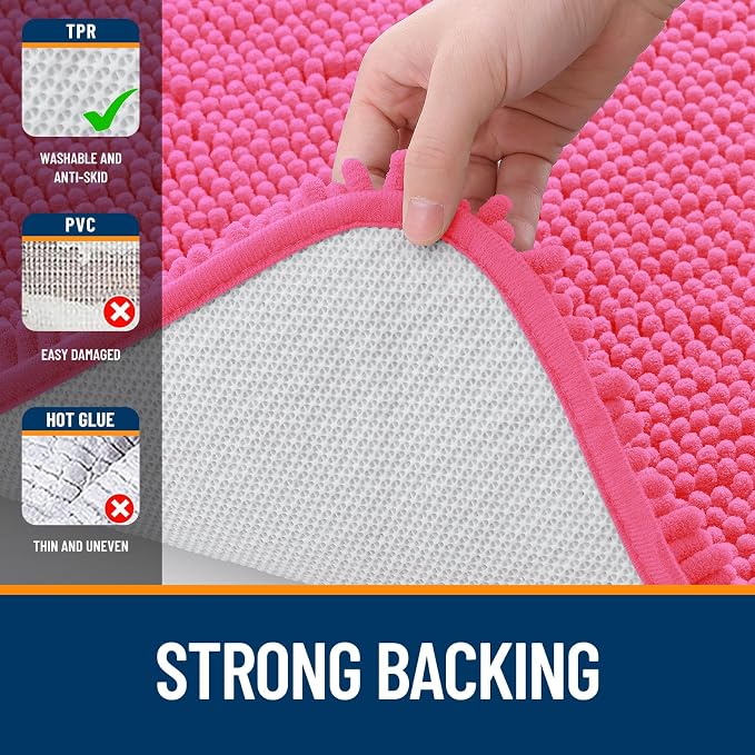 OLANLY Bathroom Rugs 34x21, Extra Soft Absorbent Chenille Bath Rugs, Rubber