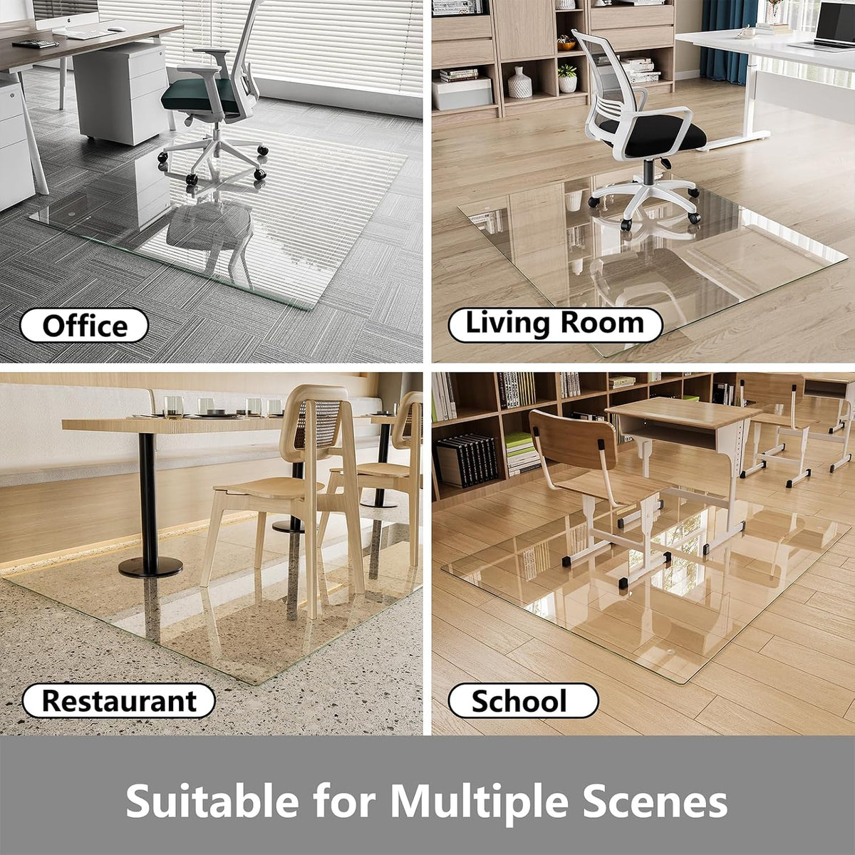 Koonmi Glass Chair Mat for Carpet, 54"x72" Thick Office Chair Mat