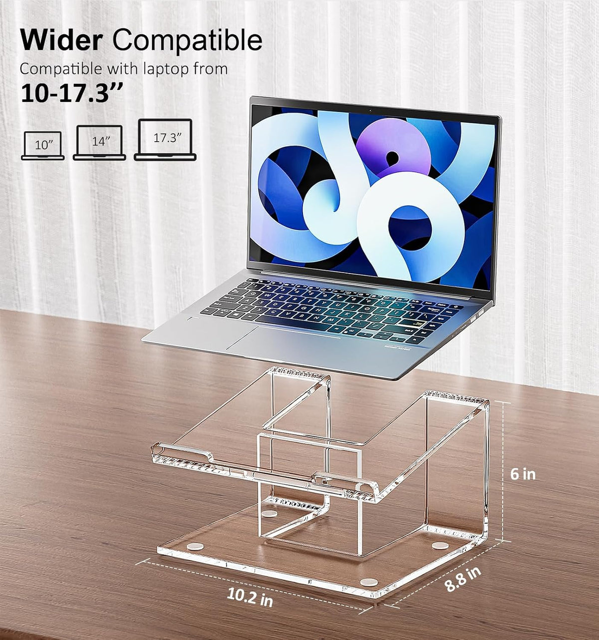 FUCDTEFC Acrylic Laptop Stand for Desk, Laptop Riser for 10-17.3 Inch Laptops, Ergonomic Computer Stand Holder Compatible with Macbooks and Notebooks