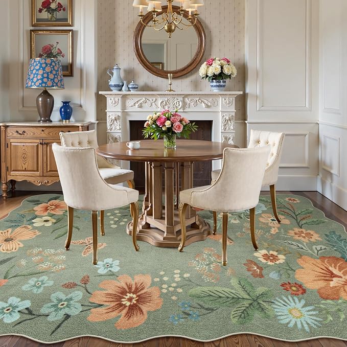 Lahome Floral 9x12 Area Rugs for Living Room Bedroom, Soft Washable Rugs 9x12