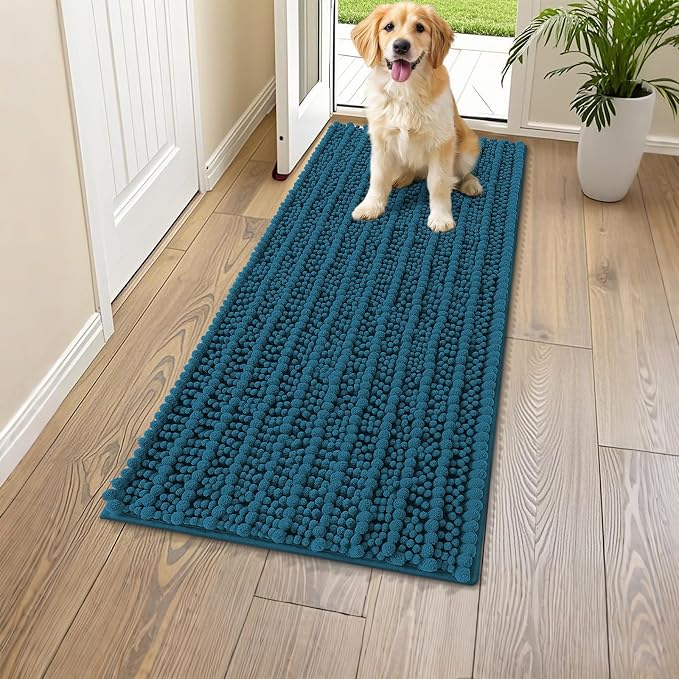 Smiry Dog Door Mat for Muddy Paws 47x17, Absorbent Dirt Trapper, Non-Slip