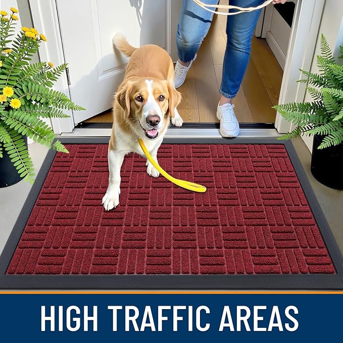 OLANLY Front Door Mat Outside Entrance 71x47, Heavy Duty Sturdy Natural Rubber