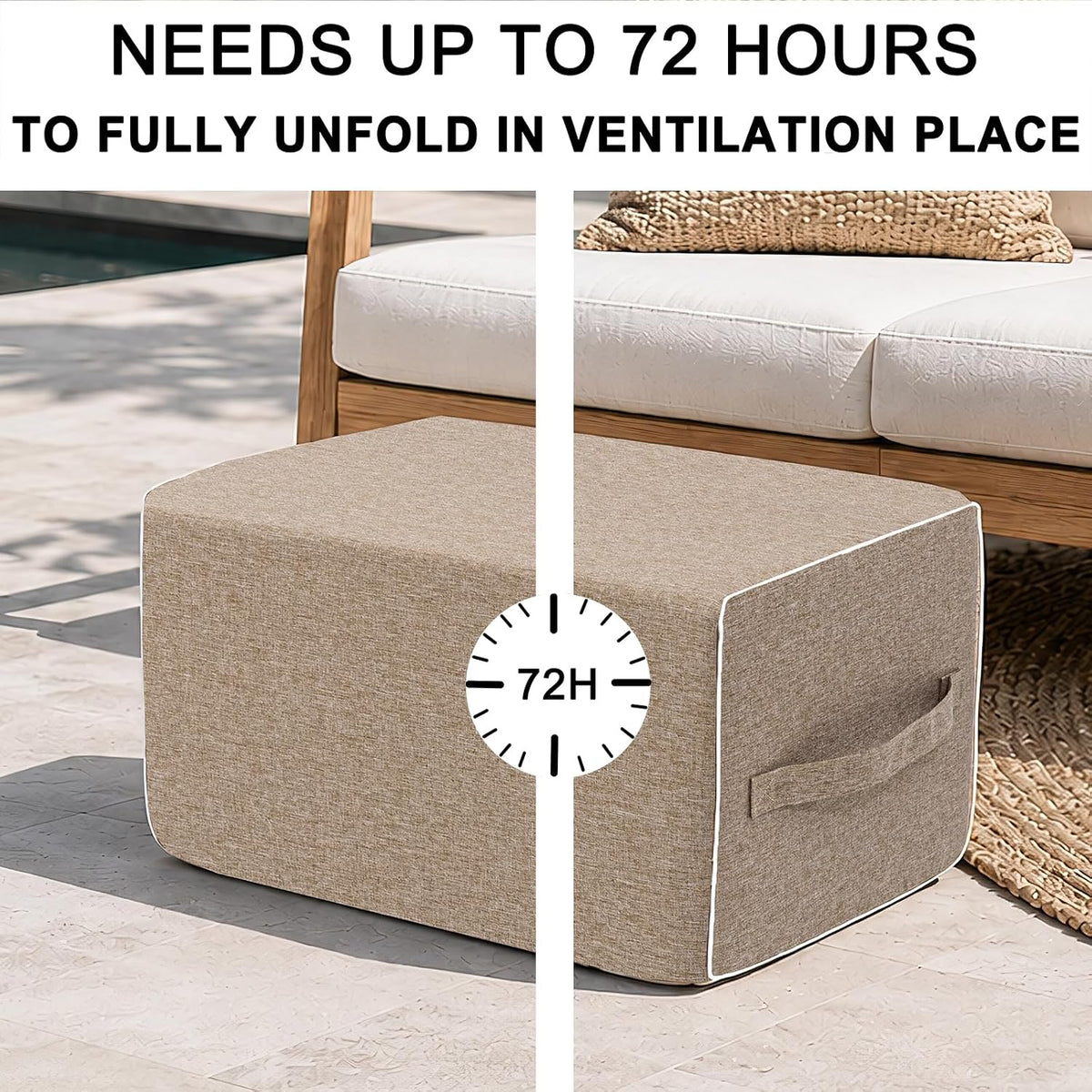 Outdoor Ottoman & Foot Rest, All-Weather Foam-Filled Patio Footstool with Removable Weather-Resistant Cover, Rectangular Outdoor Foot Stool for Deck, Porch, Poolside 22" x 16" x 14" (Coffee)