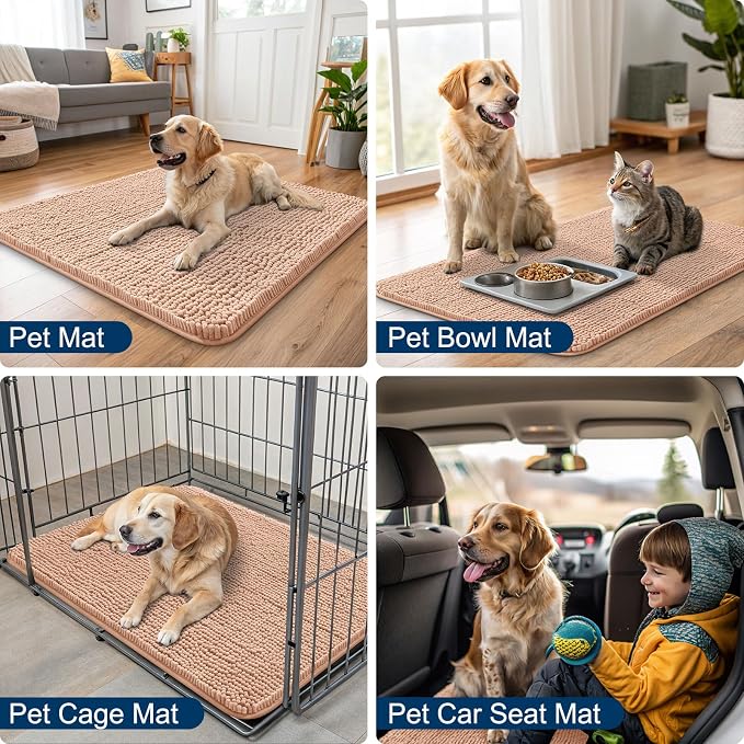 Smiry Dog Door Mat for Muddy Paws 70x24, Absorbent Dirt Trapper, Non-Slip