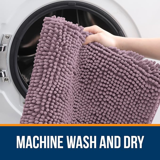 OLANLY Large Bathroom Rugs 59x35, Extra Soft Absorbent Chenille Bath Rugs