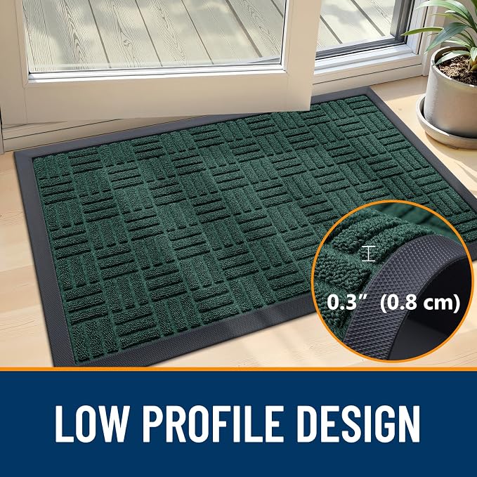 OLANLY Front Door Mat Outside Entrance 35x23, Heavy Duty Sturdy Natural Rubber