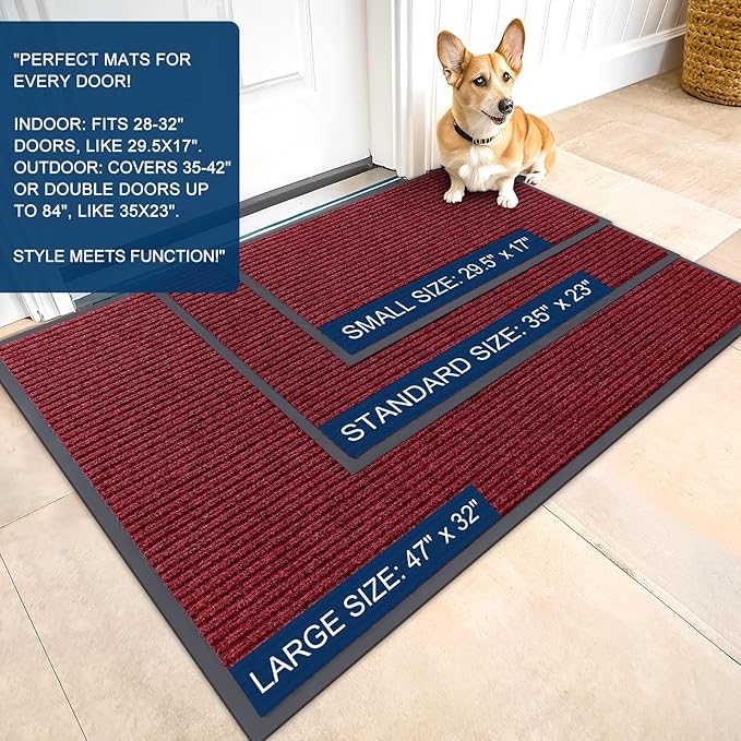 OLANLY Front Door Mat Indoor Outdoor Entrance, Waterproof Heavy Duty Doormat