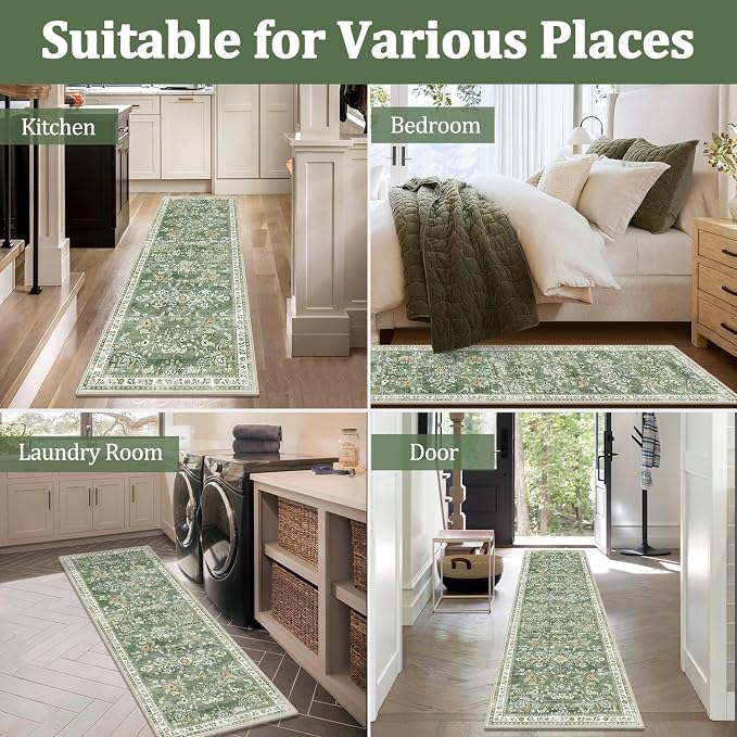 Yamaziot Washable Area Rug 5x7 – Non-Slip Boho Floral Living Room Rug